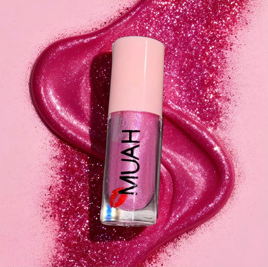 MUAHBYMAR- SNATCHIES LIP COMBO - Pink Base Glitter Lip Gloss With A Dark Brown Liner